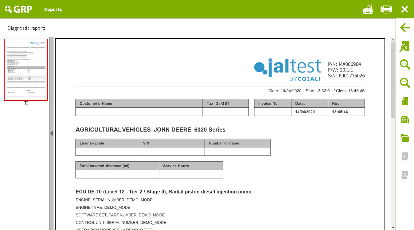 29210 - Cojali Jaltest Agricultural Diagnostic with Off-Highway Kit W/Panasonic CF-54